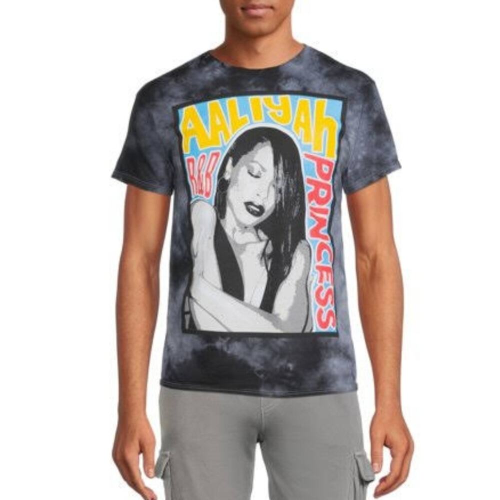 NEW Urban Outfitters Aaliyah Graphic Tie Dye Logo Band Tee Short Sleeve Top